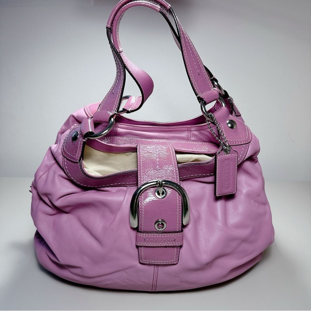 Coach Cowhide Leather Vintage Lilac Color Shoulder Hobo Bag